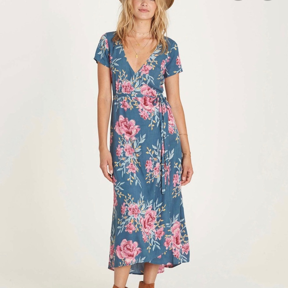 Floral Midi Wrap Dress